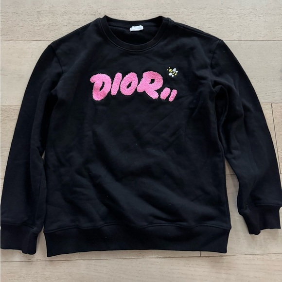 Dior x Kaws Men's Crewneck Sweatshirt Black Size L 2019 Released - Picture 4 of 10